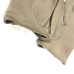 GUCCI Gucci Ribbon Wood Bamboo Gloves Leather Women's Beige