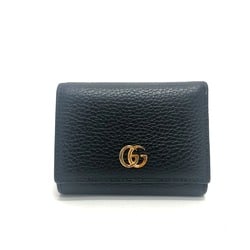 GUCCI 474746 GG Marmont Compact Wallet Coin Purse Tri-fold Leather Women's Black