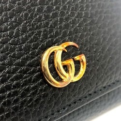 GUCCI 474746 GG Marmont Compact Wallet Coin Purse Tri-fold Leather Women's Black