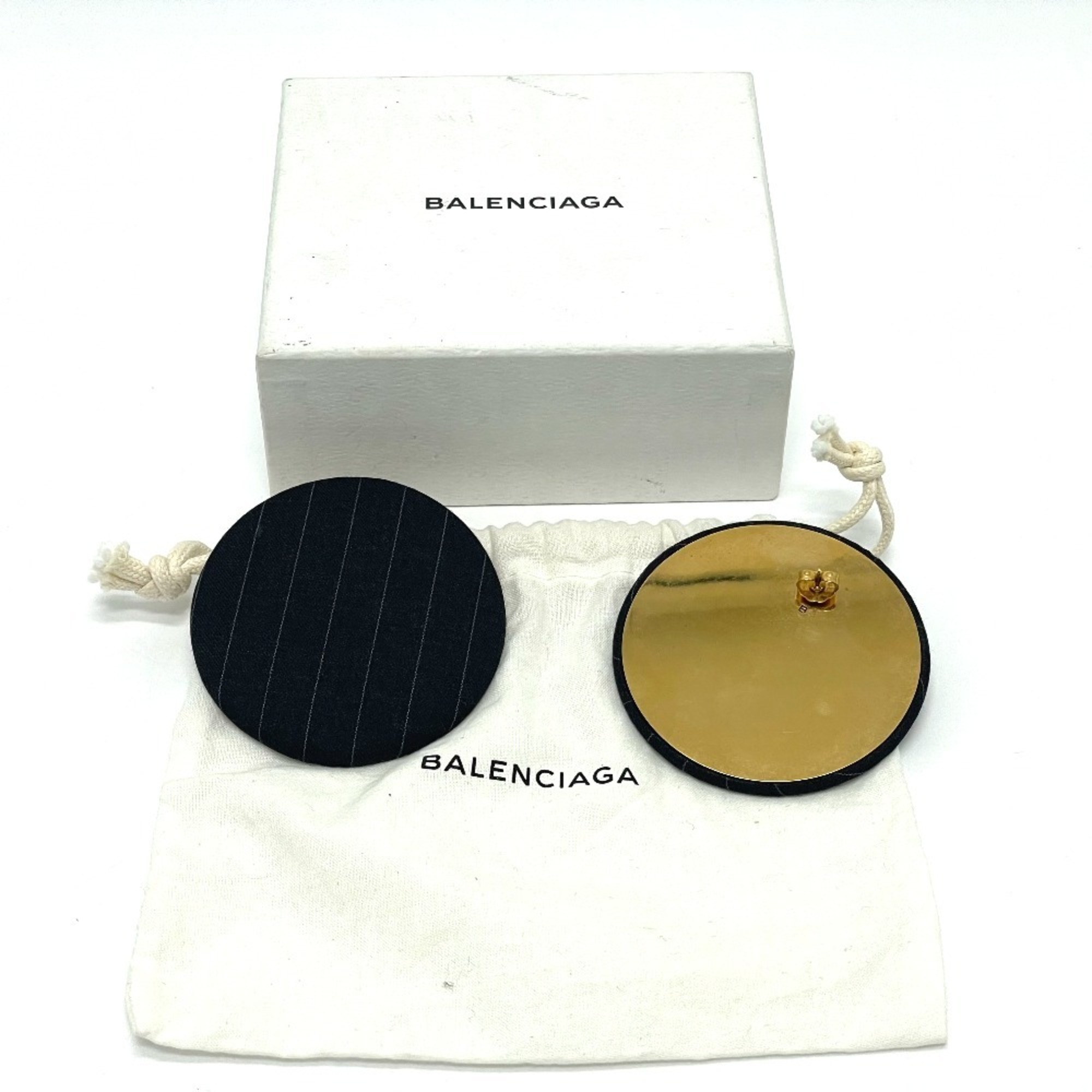 BALENCIAGA Button-like earrings, circle canvas women's, black