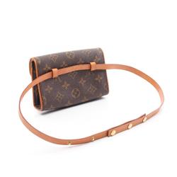 Louis Vuitton LOUIS VUITTON Pochette Florentine Monogram Button Pression (XS) Waist Bag Body Coated Canvas Leather Women's Brown M51855