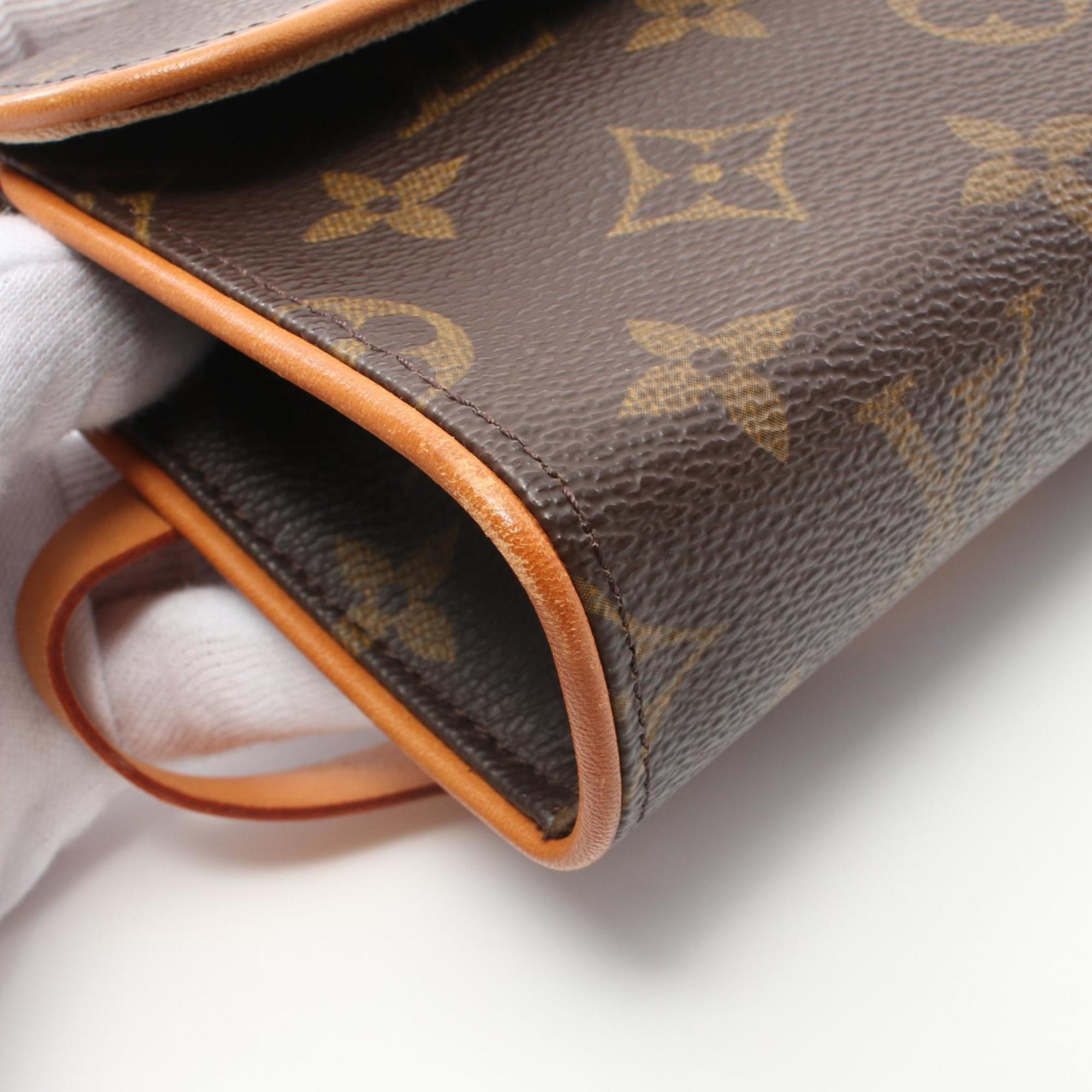 Louis Vuitton LOUIS VUITTON Pochette Florentine Monogram Waist Bag Body Coated Canvas Leather Women's Brown M51855