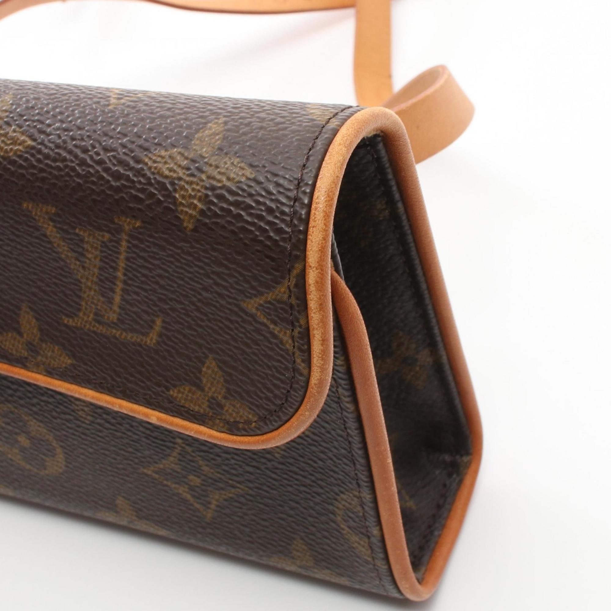 Louis Vuitton LOUIS VUITTON Pochette Florentine Monogram Waist Bag Body Coated Canvas Leather Women's Brown M51855