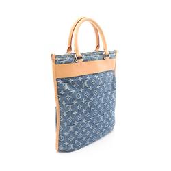 Louis Vuitton LOUIS VUITTON Flat Shopper Monogram Denim Tote Bag Leather Women's Blue M95018