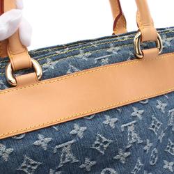 Louis Vuitton LOUIS VUITTON Flat Shopper Monogram Denim Tote Bag Leather Women's Blue M95018