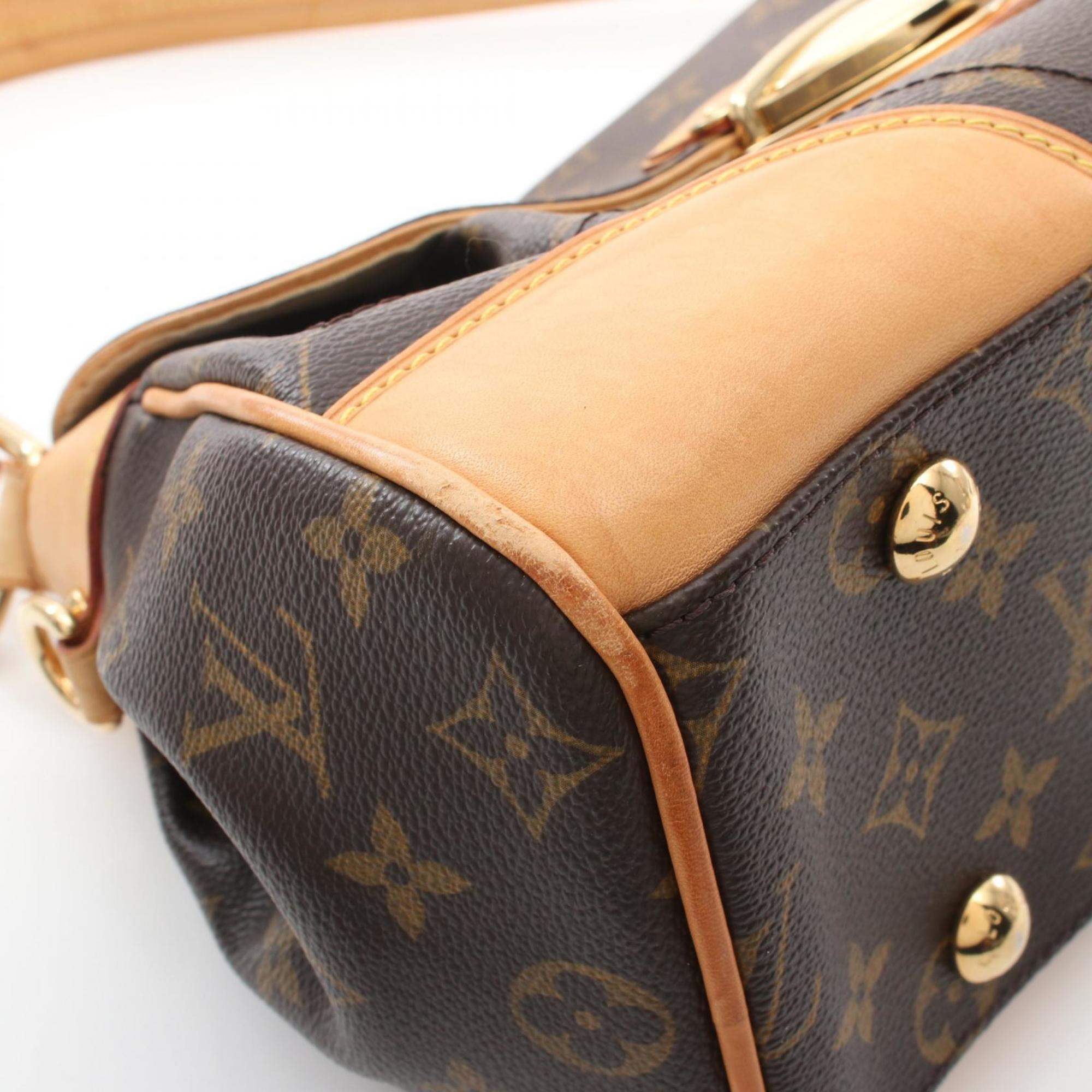 Louis Vuitton Beverly MM Monogram Shoulder Bag, Coated Canvas, Leather, Monogram, Women's, Brown, M40121