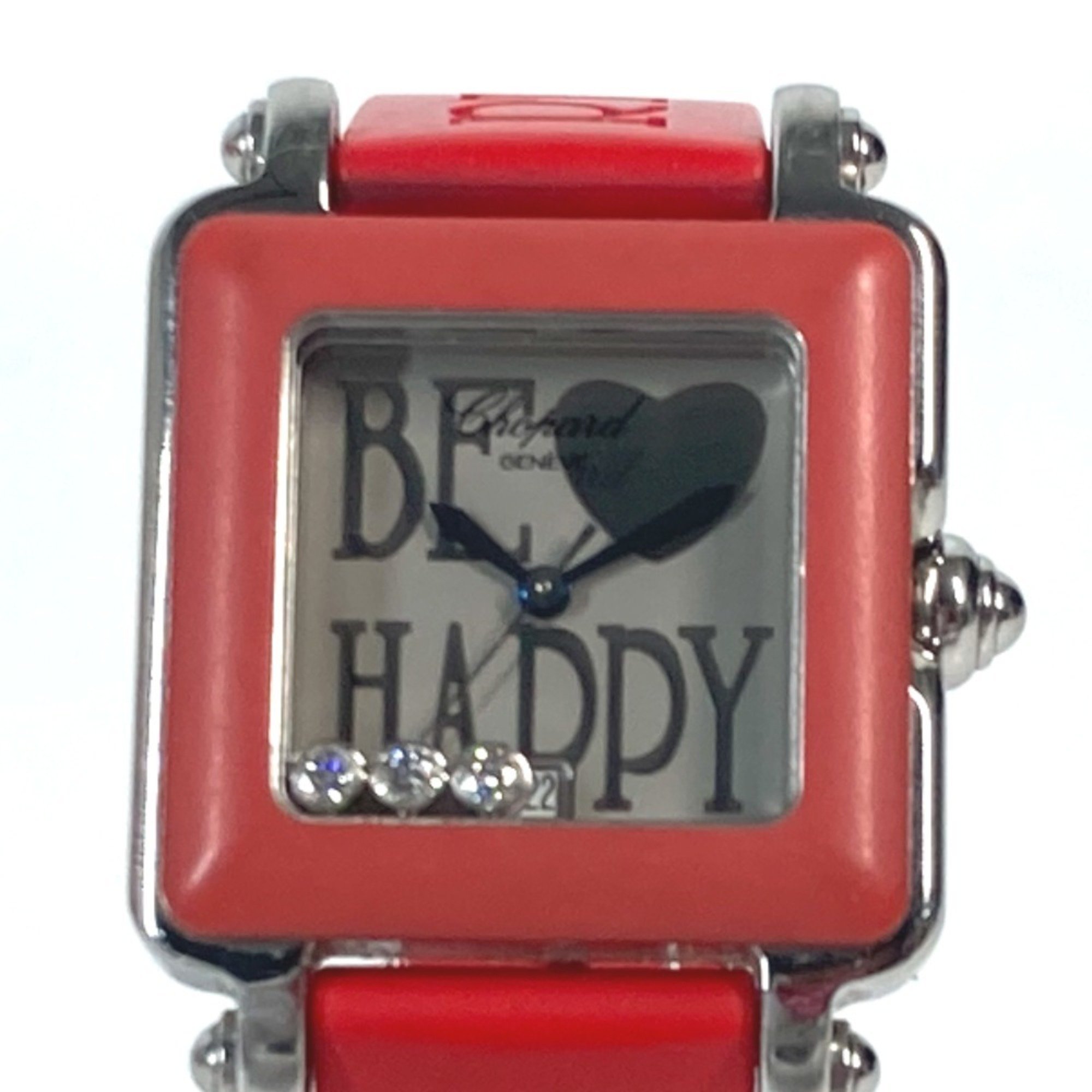 Chopard 27 8896-402 Happy Sport BE HAPPY 3P Diamond Watch Rubber Ladies Red