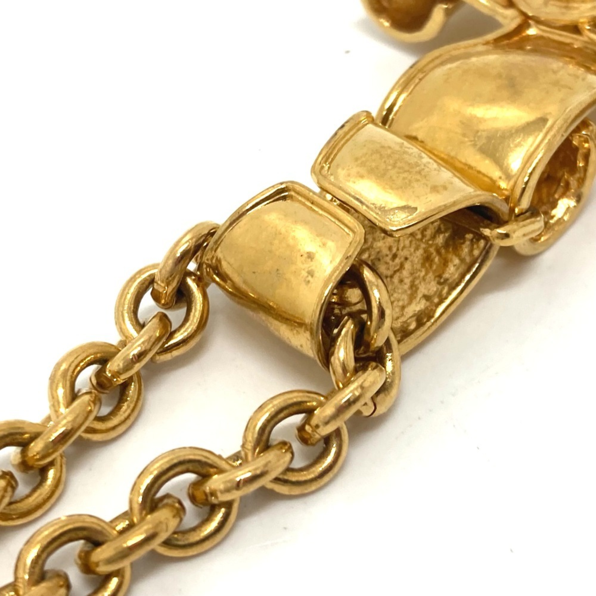 CHANEL 94P Coco Mark Chain Cross Necklace Metal Women's Gold