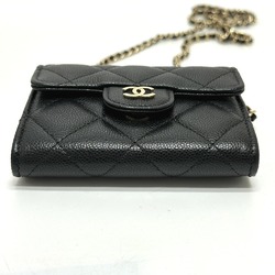 CHANEL AP0238 Coco Mark Matelasse Pochette Wallet/Coin Case Caviar Skin Women's Black