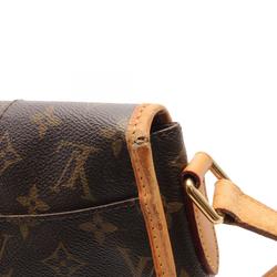 Louis Vuitton Menilmontant PM Shoulder Bag, Coated Canvas, Leather, Monogram, Women's, Brown, M40474