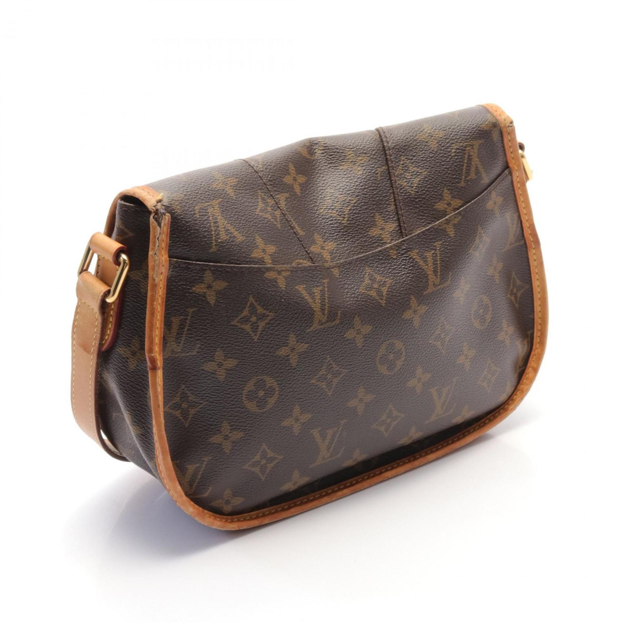 Louis Vuitton Menilmontant PM Shoulder Bag, Coated Canvas, Leather, Monogram, Women's, Brown, M40474