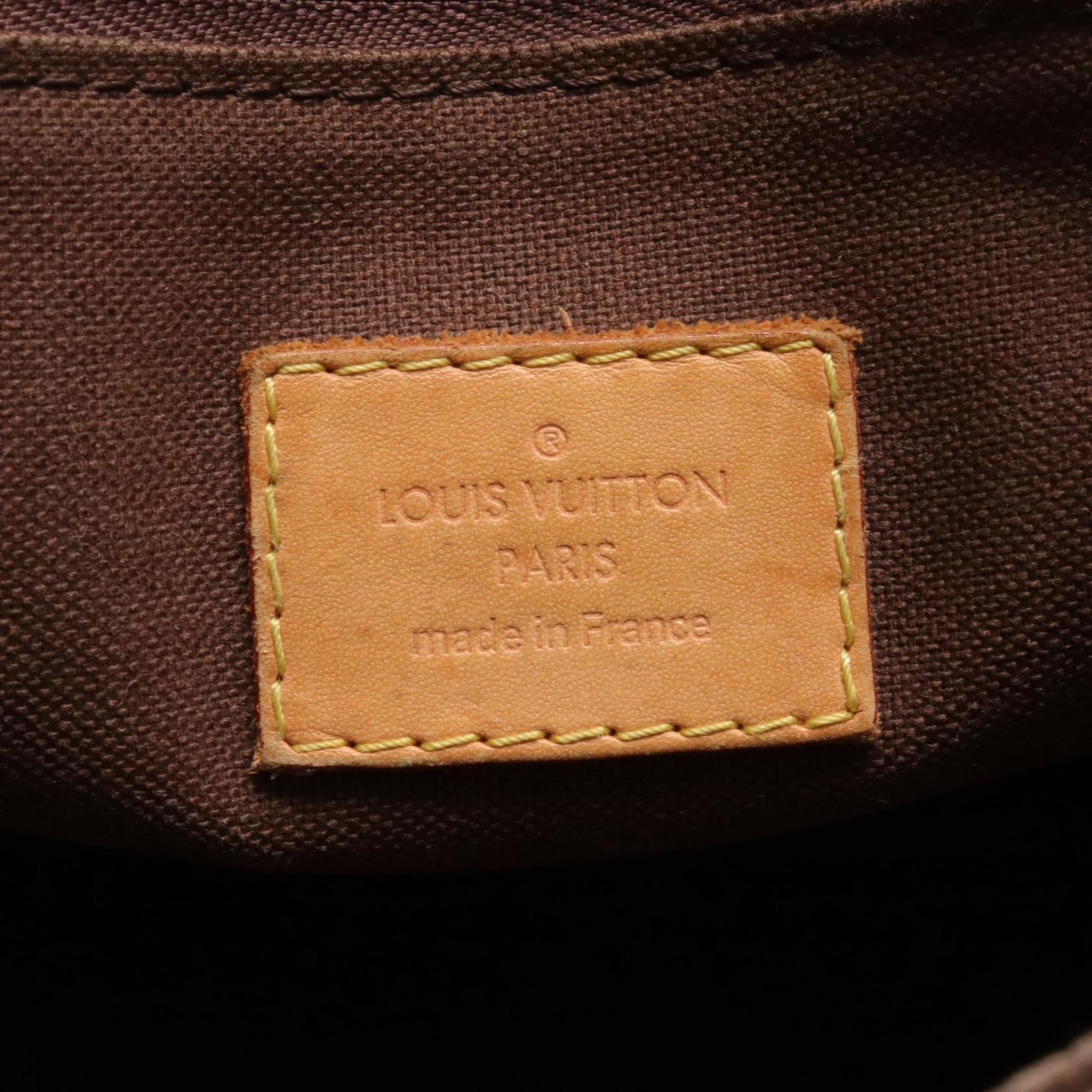 Louis Vuitton Menilmontant PM Shoulder Bag, Coated Canvas, Leather, Monogram, Women's, Brown, M40474