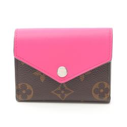 Louis Vuitton LOUIS VUITTON Portefeuille Zoe Monogram Tri-fold Wallet Coated Canvas Leather Women's Brown Pink M82982