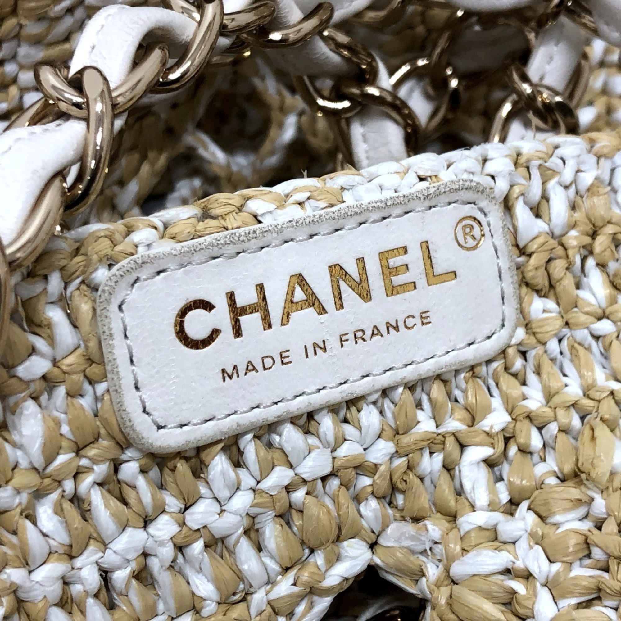 CHANEL AS4576 Raffia Effect Weaving Bag, Handbag, Tote Raffia, Women's, Beige