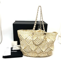 CHANEL AS4576 Raffia Effect Weaving Bag, Handbag, Tote Raffia, Women's, Beige