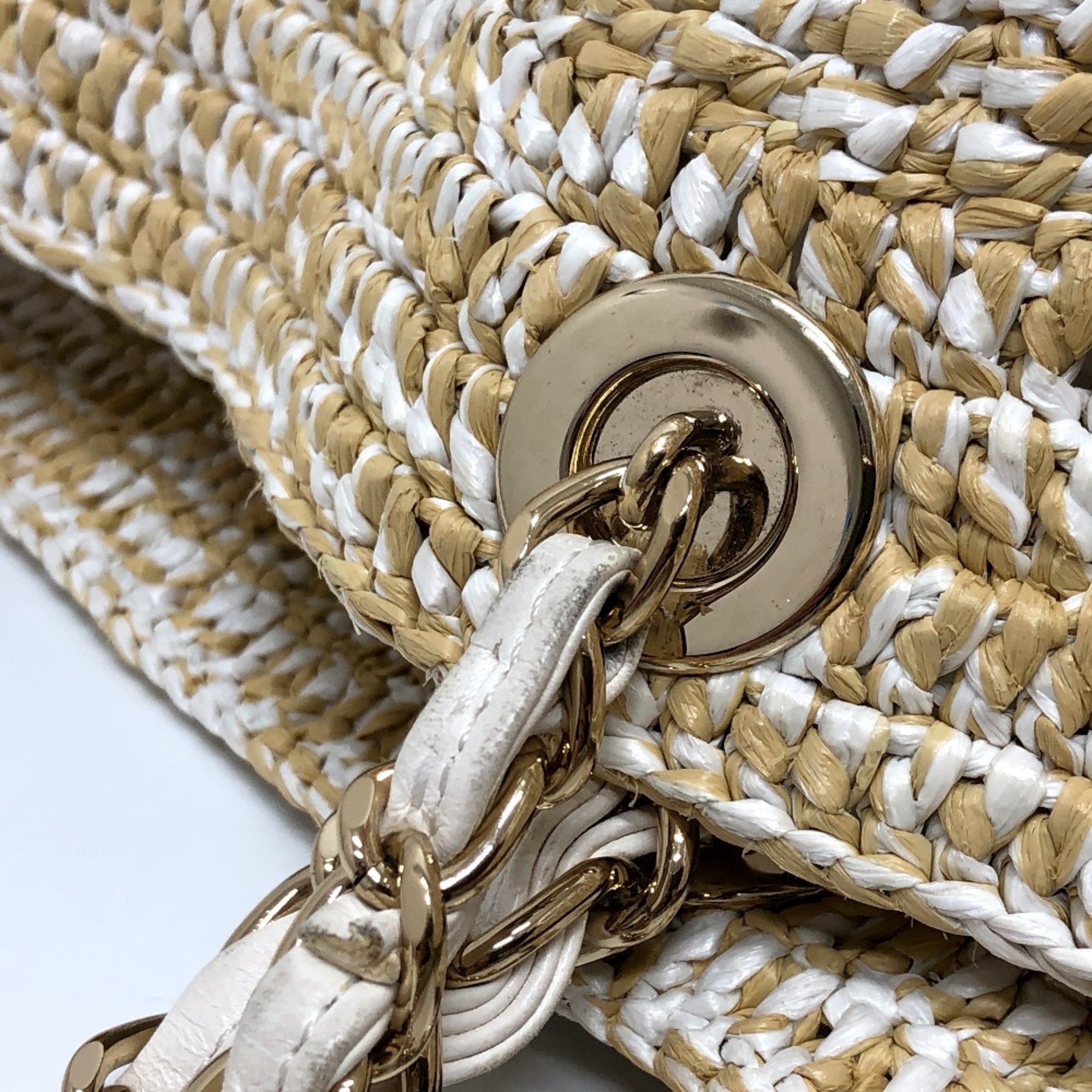 CHANEL AS4576 Raffia Effect Weaving Bag, Handbag, Tote Raffia, Women's, Beige