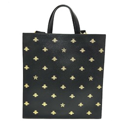 GUCCI 495444 Bee & Star Shoulder Bag Tote Leather Men's Black