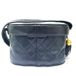 CHANEL CC Coco Mark Matelasse Vanity Shoulder Bag Lambskin Women's Navy