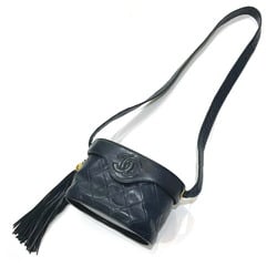 CHANEL CC Coco Mark Matelasse Vanity Shoulder Bag Lambskin Women's Navy