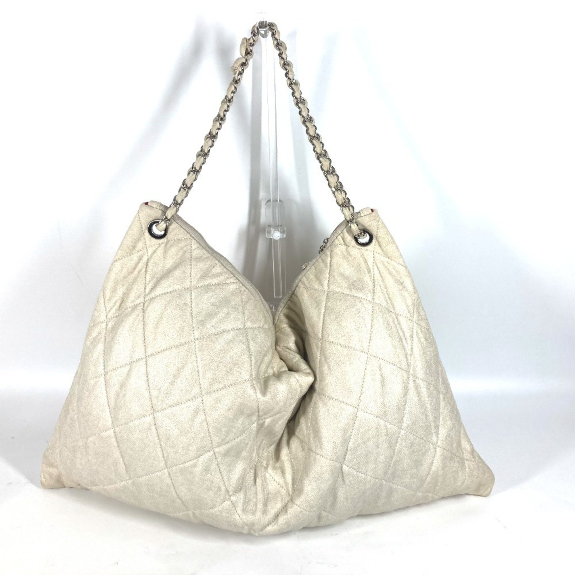 CHANEL Quilted LA CC Coco Mark Chain Bag Shoulder Canvas Women's White