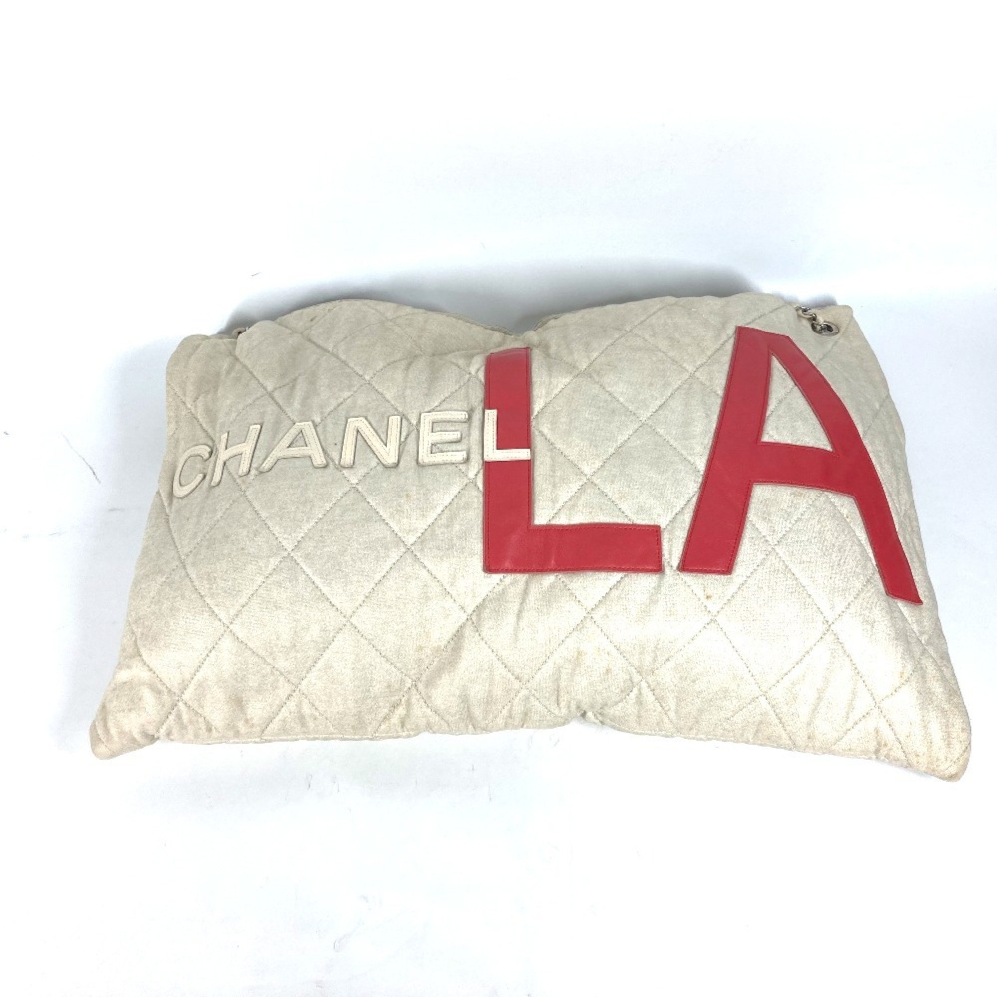 CHANEL Quilted LA CC Coco Mark Chain Bag Shoulder Canvas Women's White