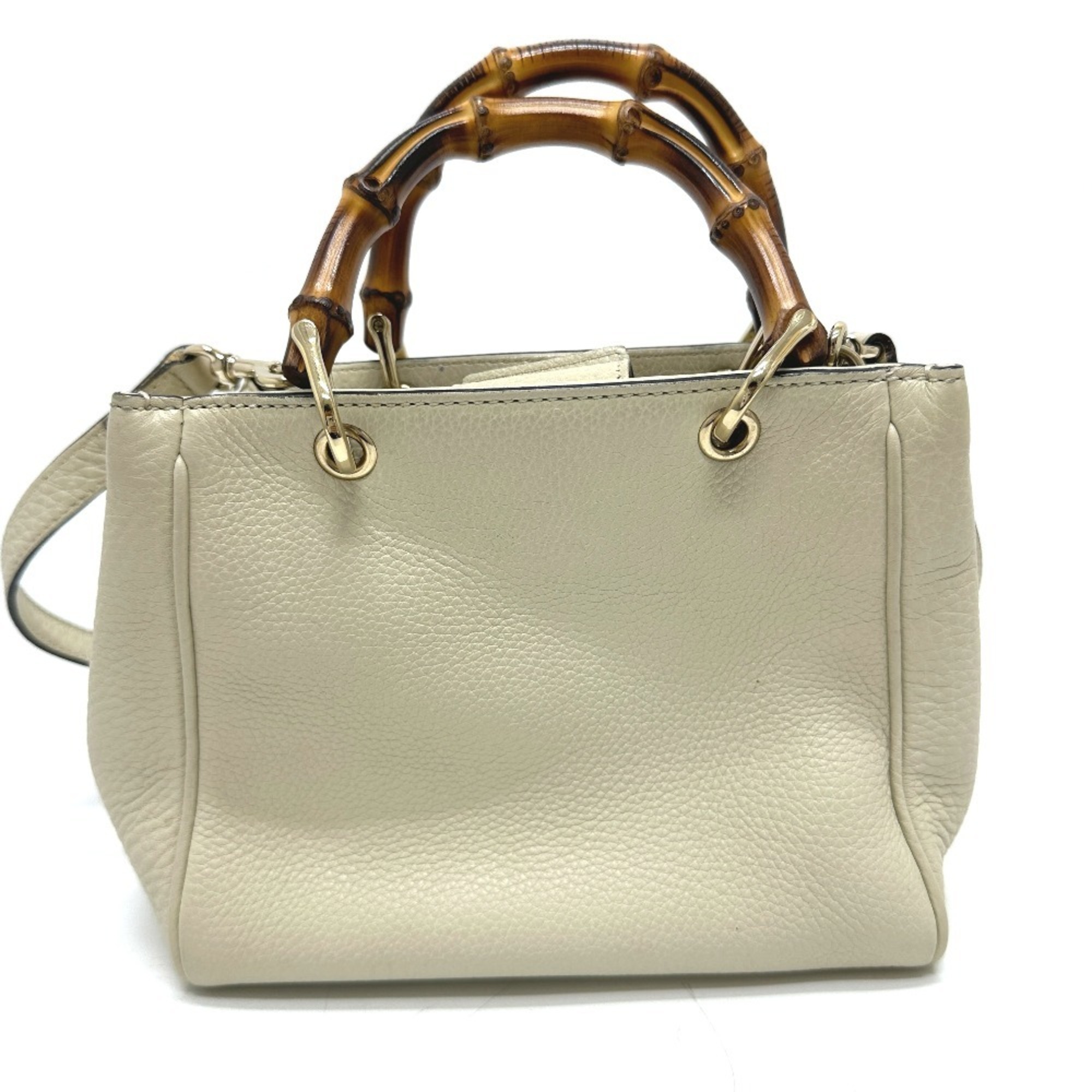 GUCCI 368823 Bamboo Shoulder Bag Handbag Leather Women's White