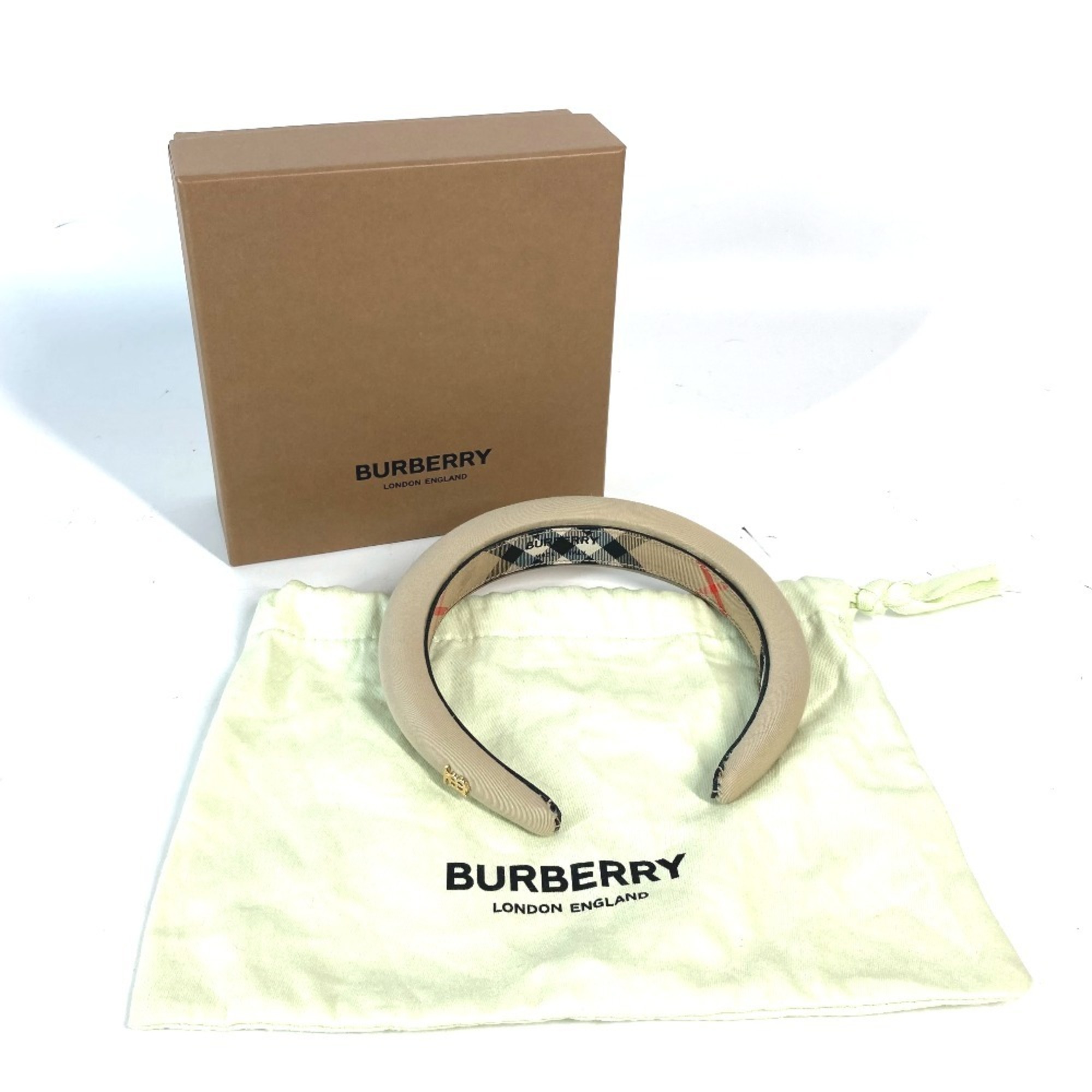 BURBERRY Burberry Checked Pattern on the Inside TB Hair Headband Hairband Canvas Women's Beige