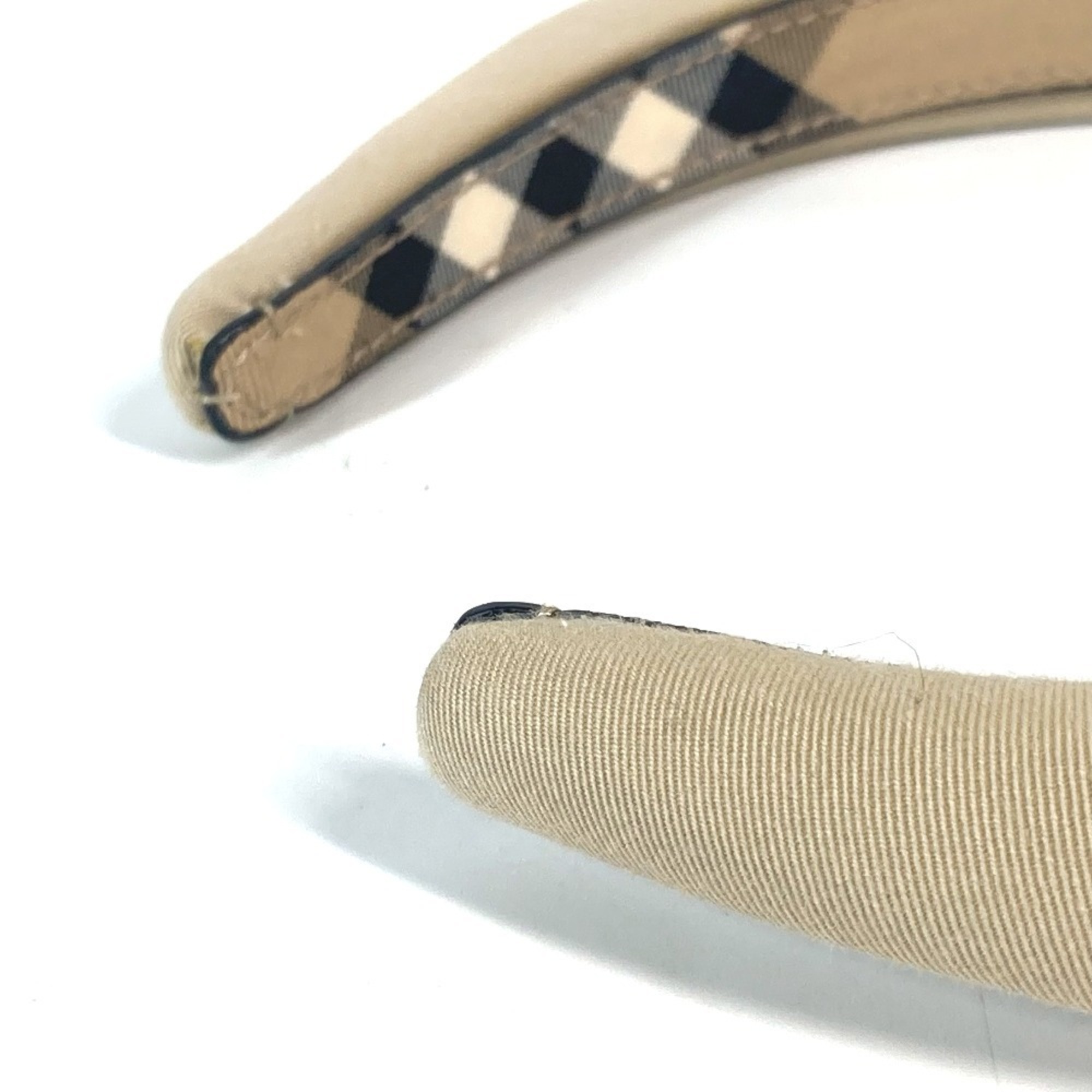 BURBERRY Burberry Checked Pattern on the Inside TB Hair Headband Hairband Canvas Women's Beige