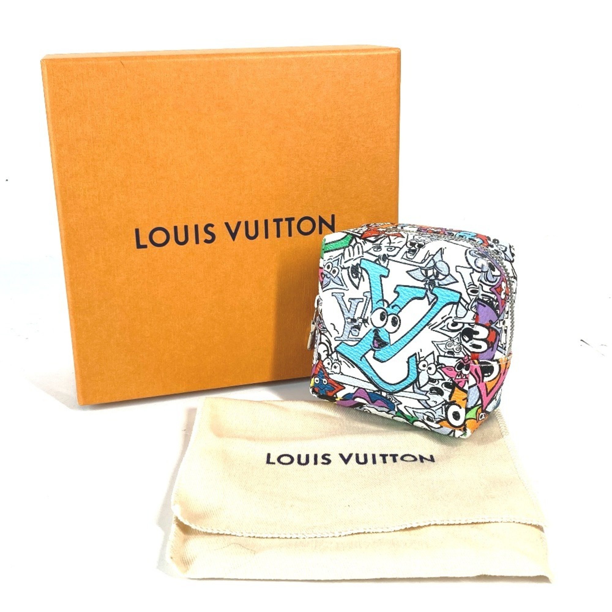 LOUIS VUITTON M01049 Monogram Comic Bijoux Sac Squared Key Holder Bag-in-Bag Pouch Leather Men's White