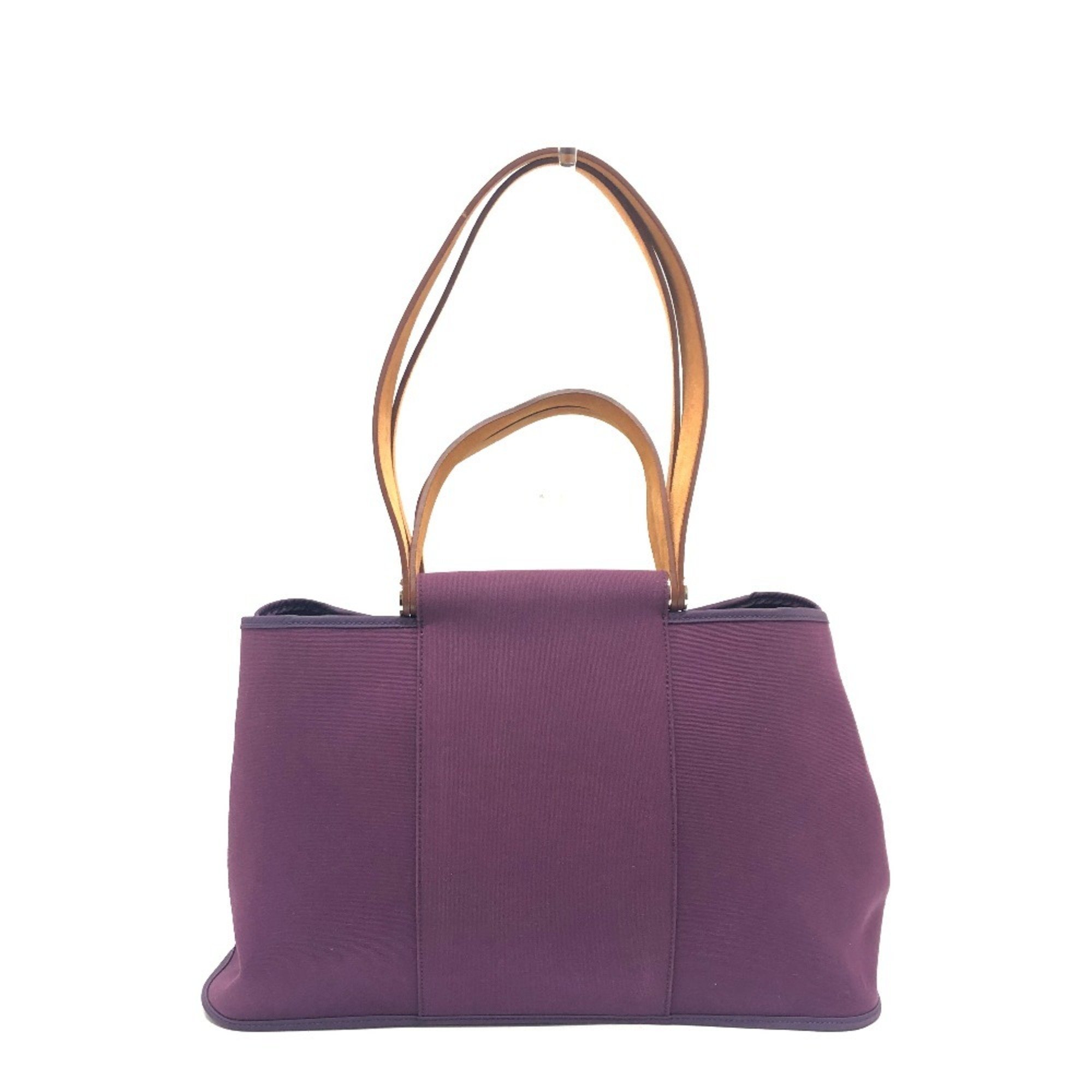 HERMES Hermes Cabag Elan PM Bag Handbag Tote Toile Officier Women's Cassis Purple