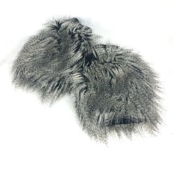 CHANEL Gloves Costume Arm Warmers Fur Polyester Women's Grey