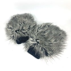 CHANEL Gloves Costume Arm Warmers Fur Polyester Women's Grey