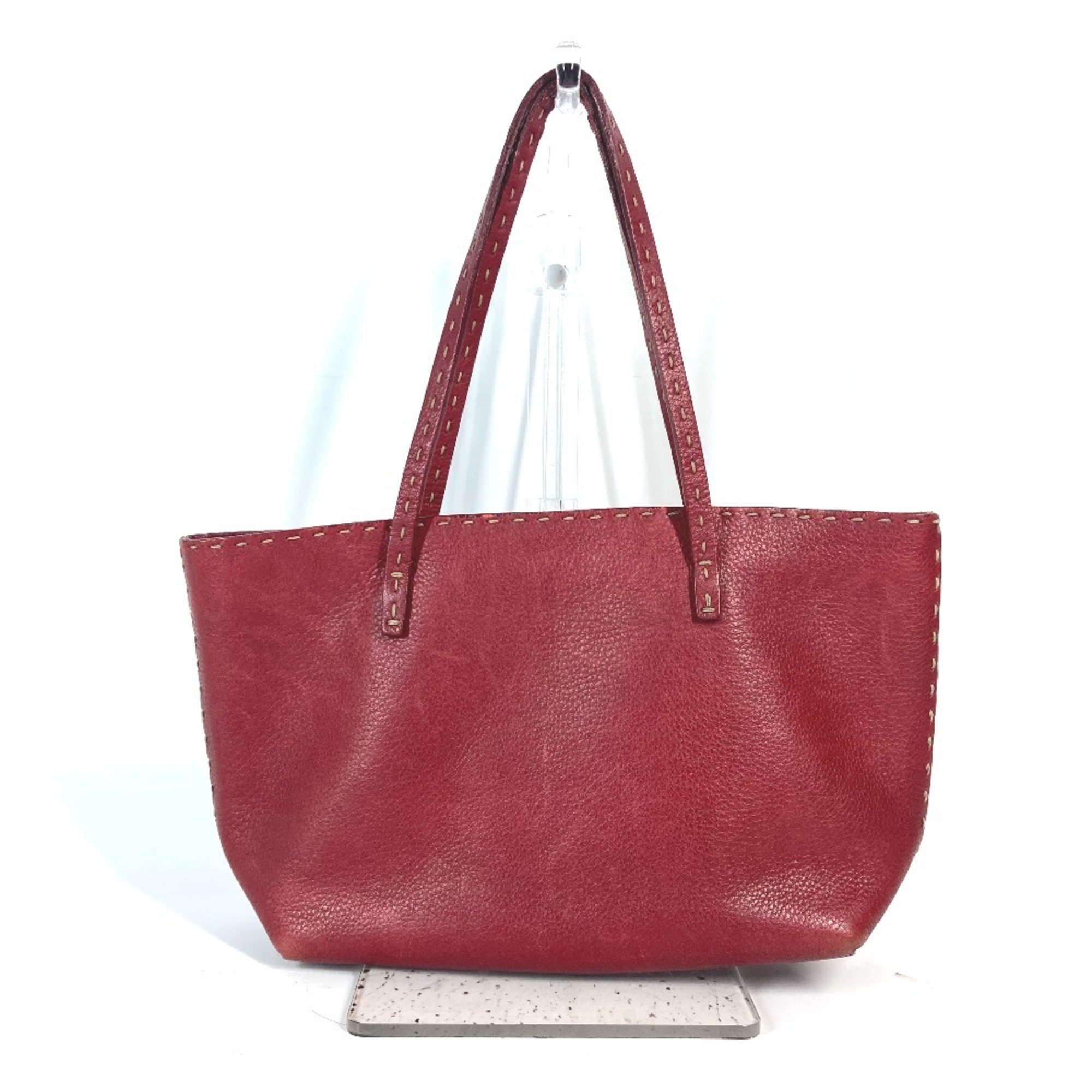 FENDI Shoulder Bag Selleria Tote Leather Women's Red