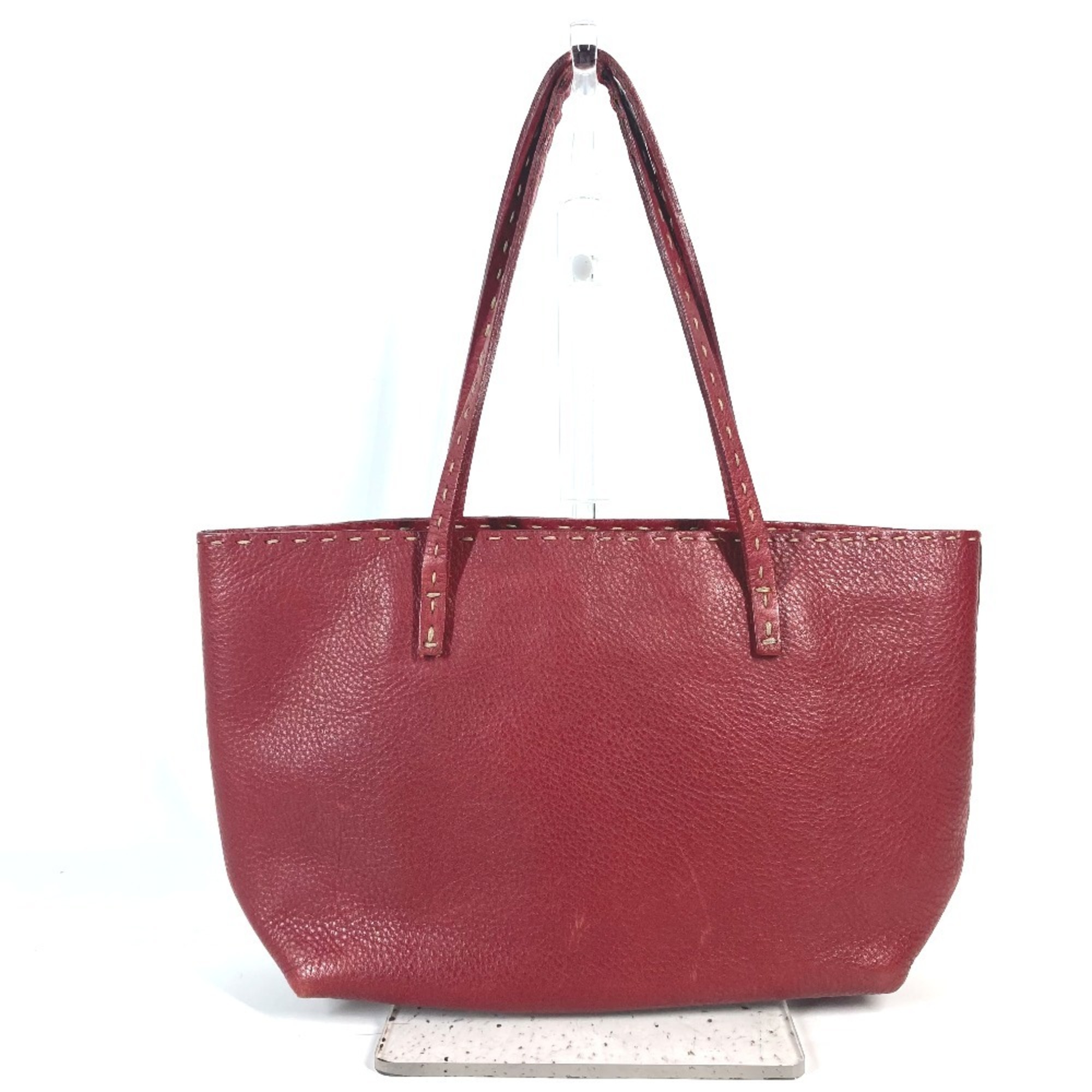 FENDI Shoulder Bag Selleria Tote Leather Women's Red