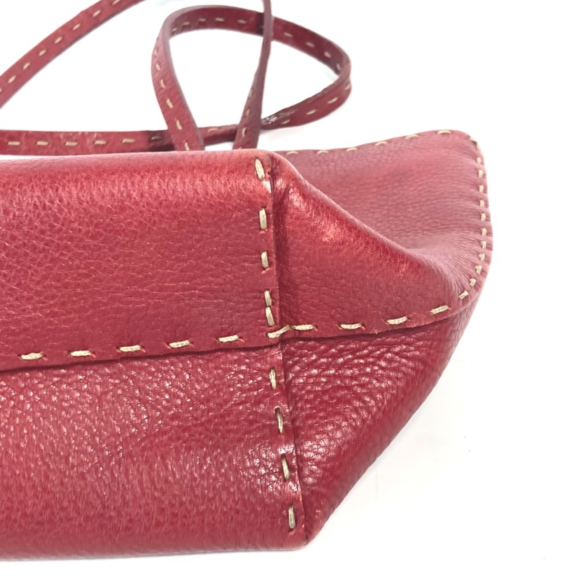 FENDI Shoulder Bag Selleria Tote Leather Women's Red