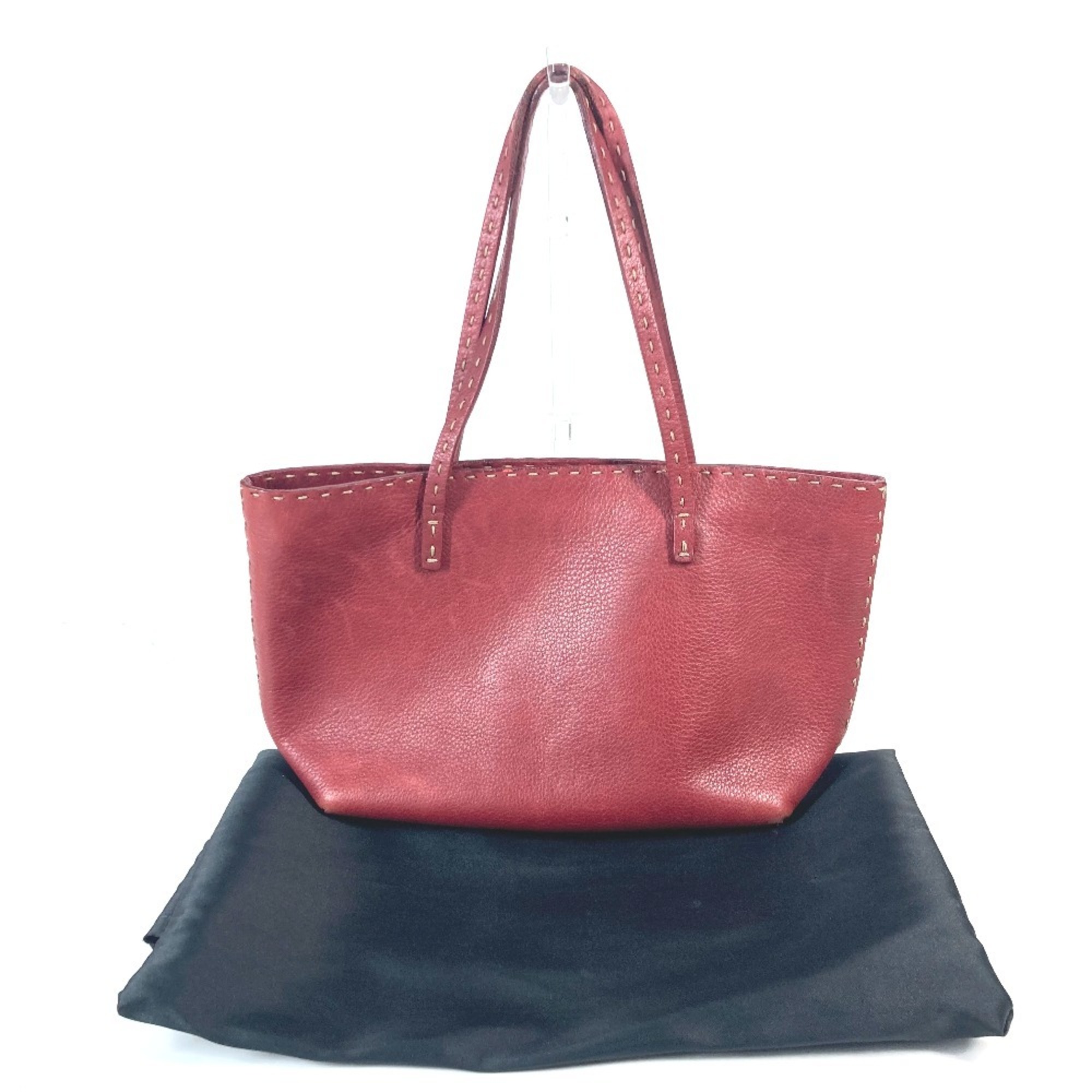 FENDI Shoulder Bag Selleria Tote Leather Women's Red