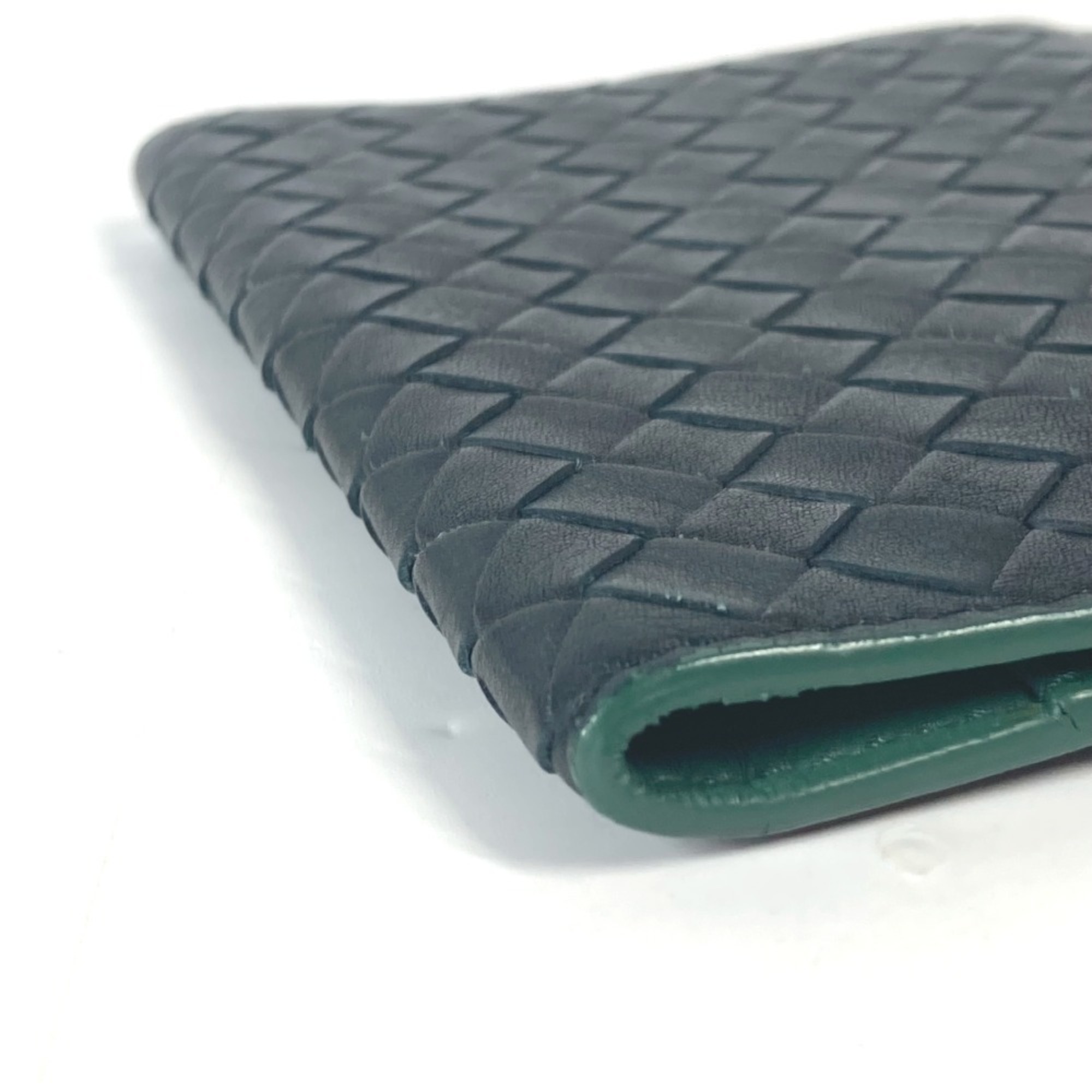 BOTTEGA VENETA Bottega Veneta Bicolor Intrecciato Business Card Holder/Card Case Passport Leather Men's Black