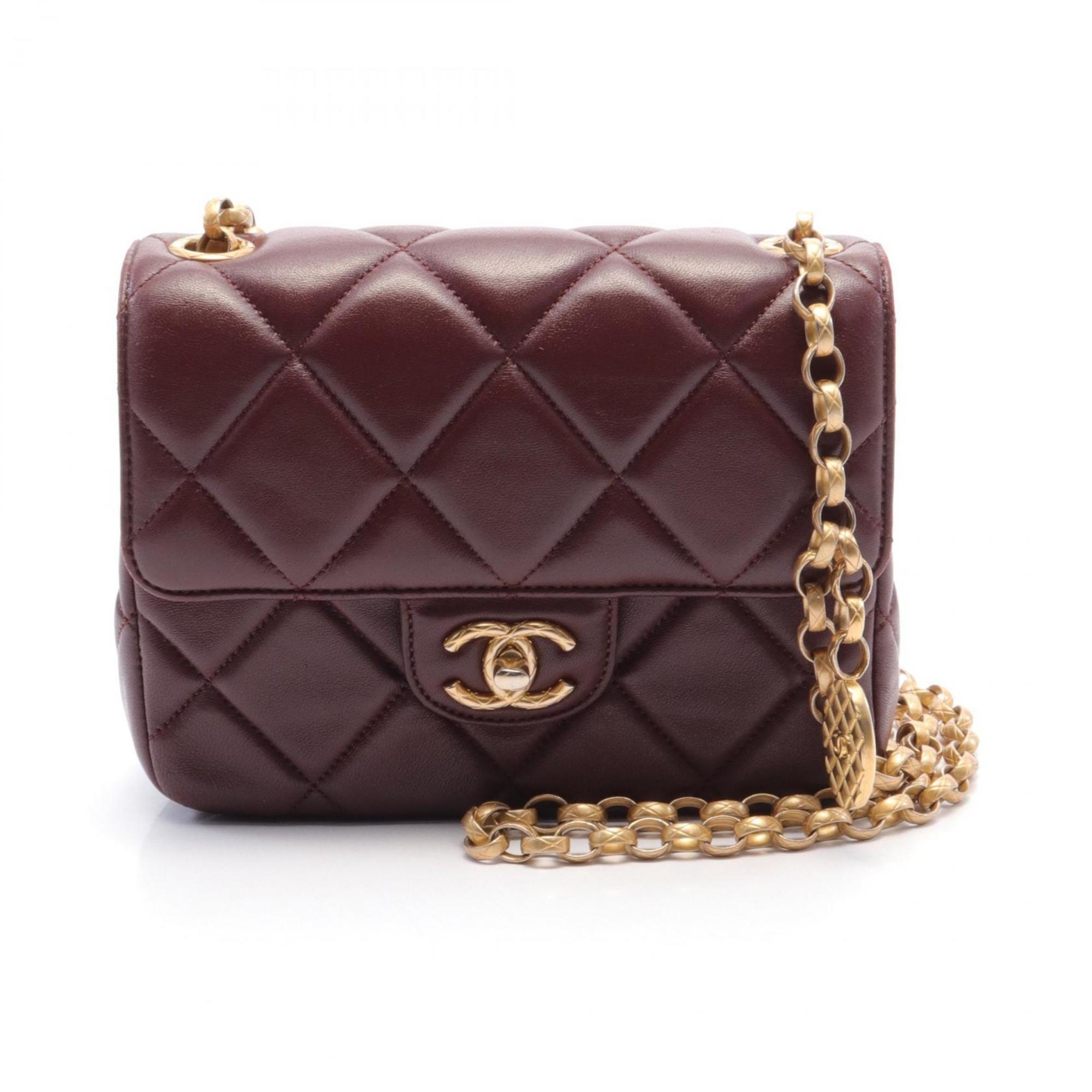 CHANEL Matelasse 20 Shoulder Bag Leather Women's Bordeaux A01163