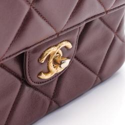 CHANEL Matelasse 20 Shoulder Bag Leather Women's Bordeaux A01163