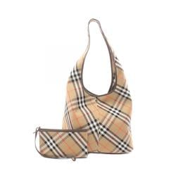 Burberry Check Shoulder Bag Canvas Leather Women's Beige Brown Multicolor 8094145