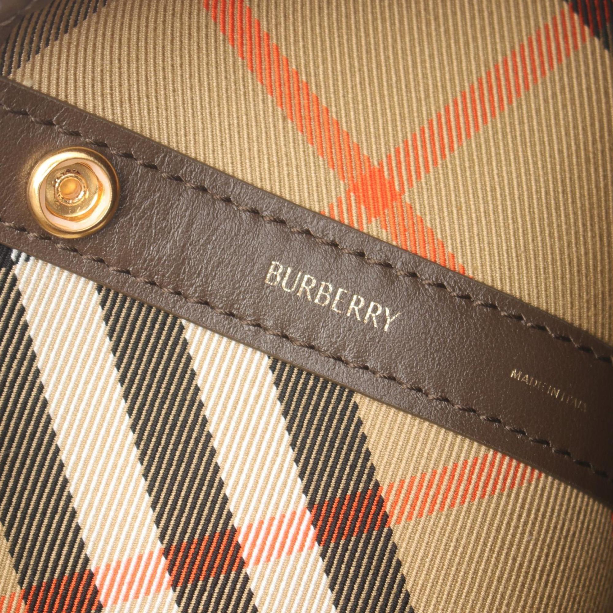 Burberry Check Shoulder Bag Canvas Leather Women's Beige Brown Multicolor 8094145