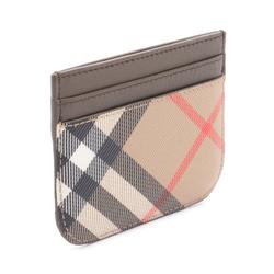 Burberry Check Business Card Holder/Card Case Coated Canvas Leather Women's Beige Brown Multicolor 8092722