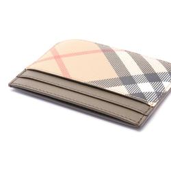 Burberry Check Business Card Holder/Card Case Coated Canvas Leather Women's Beige Brown Multicolor 8092722