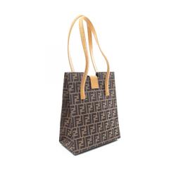 FENDI ZUCCA Tote Bag Canvas Leather Women's Brown