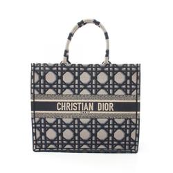 Christian Dior Dior Book Tote Large Macrocannage Bag Canvas Women's Beige Navy