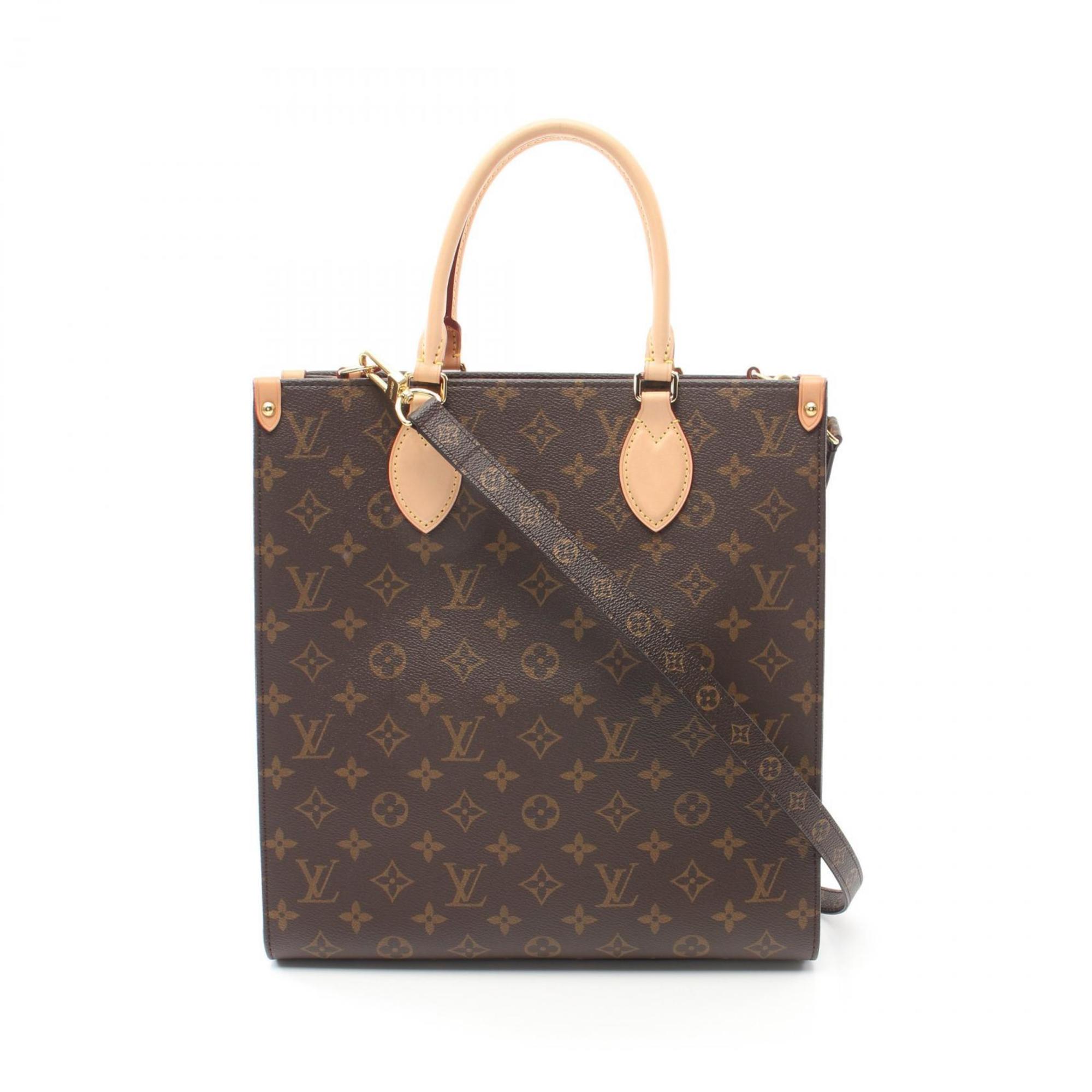 Louis Vuitton Sac Plat PM Monogram Tote Bag, Coated Canvas, Leather, Women's, Brown, M45848