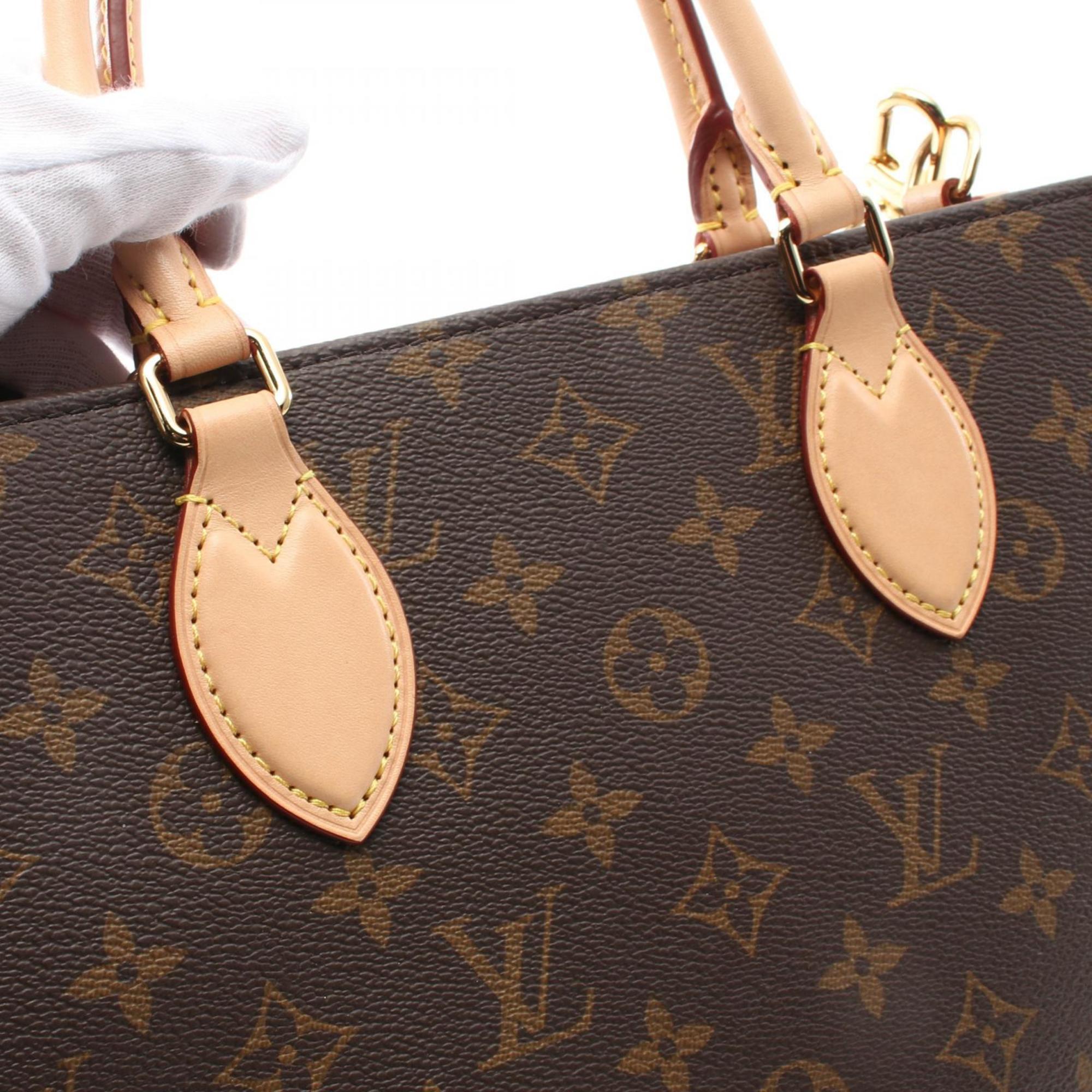 Louis Vuitton Sac Plat PM Monogram Tote Bag, Coated Canvas, Leather, Women's, Brown, M45848