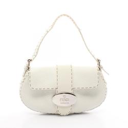 FENDI Selleria Shoulder Bag Leather Women's White 8BR407