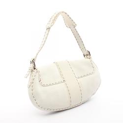 FENDI Selleria Shoulder Bag Leather Women's White 8BR407