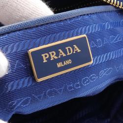 PRADA TESSUTO+SAFFIAN Tote Bag, Nylon, Saffiano Leather, Women's, Blue